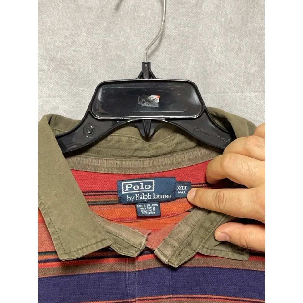 VTG Polo Ralph Lauren Polo Shirt Men 3XLT Western Aztec Textured Jersey Knit 90s